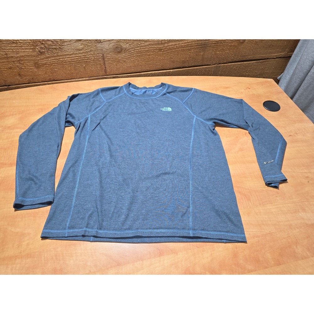 The North Face Mens FlashDry Long Sleeve Shirt Blue Heather Active Hiking Top